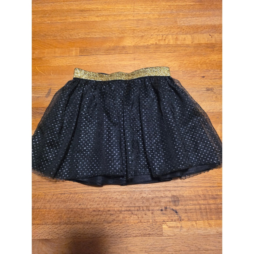 Way to Celebrate Girls 3T Black Gold Glitter Polka Dot Halloween Mesh Tutu Skirt